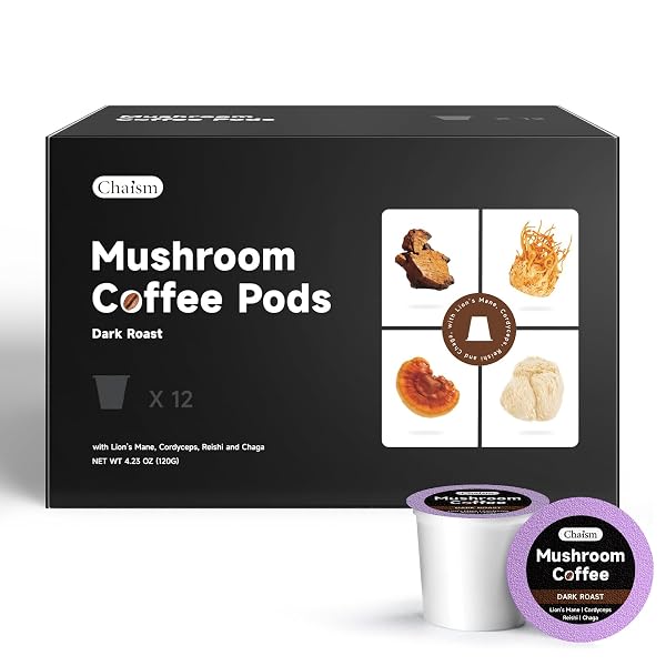 Chaism Mushroom Coffee Pods - Arabic Coffee with Lions Mane, Cordyceps, Reishi, Chaga for Focus & Energy Boost, Sugar-Fr