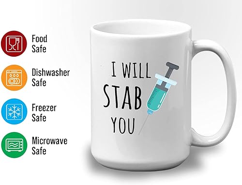 Miniatura 3 de Taza de café médica de 15 onzas, color blanco - I Will Stab You - Healthcare Funny Jokes Doctor Med Nursing Degree Pun