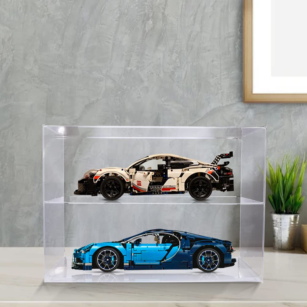 Joody Vitrine en Acrylique a 2 Etageres pour Maquette de Voiture à l'echelle 1/8, Vitrine pour Collection Boite Anti-poussiere