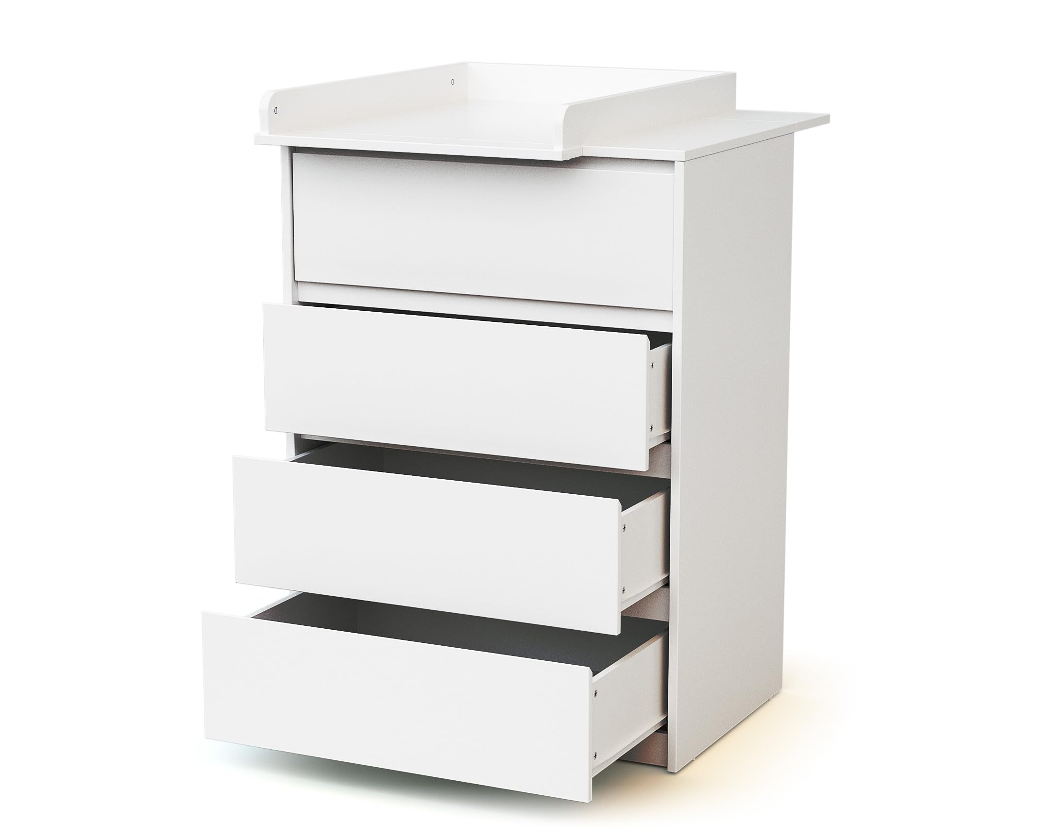 WEBABY - Cajonera bebé de 4 cajones con cambiador madera 50 cm UNO - Blanco