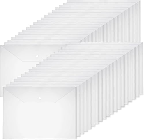 Honoson 30 sobres transparentes de 11 x 17 pulgadas con cierre a presión, sobres de plástico transparente para carpetas de archivos de documentos,