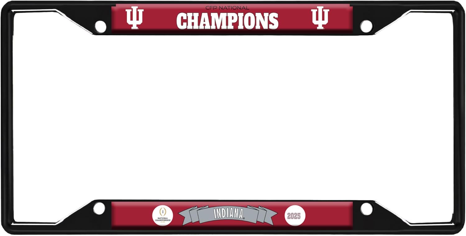 Logo Brands Indiana Hoosiers 2025-26 National Champions License Plate Frame – Black Matte Finish Car Accessory for NCAA Football Fans – Made in USA, Fits Standard 12x6 Plates - Image 6