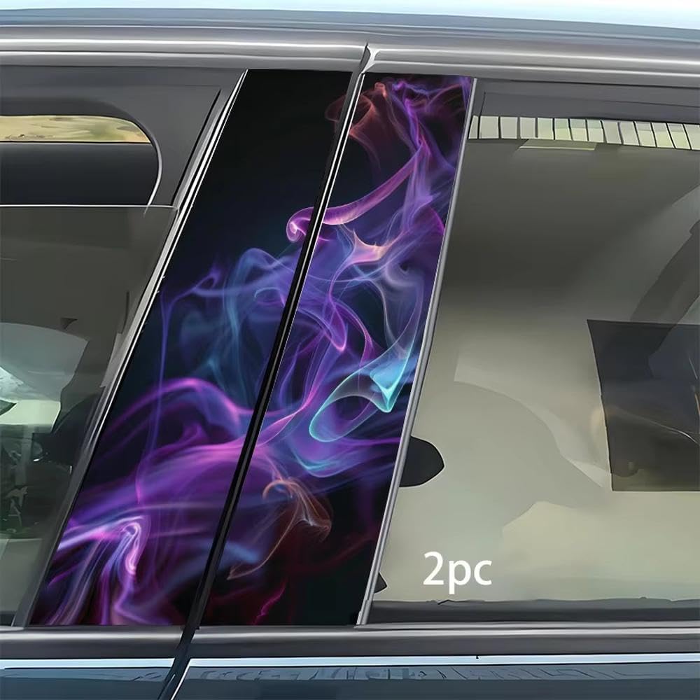 Parts Purple Smoke Design Black Background Bumper Sticker Car Doors Pillar Decal