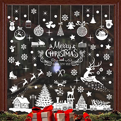 9 Feuilles Decoration Noel Fenetre Autocollants Deco Noel Stickers Fenetre Amovibles Statique PVC Hiver Décoration Autocollants Deco Vitres Noel DIY Fenêtres Noël Wapiti pour Fenetre Porte Verre Cover
