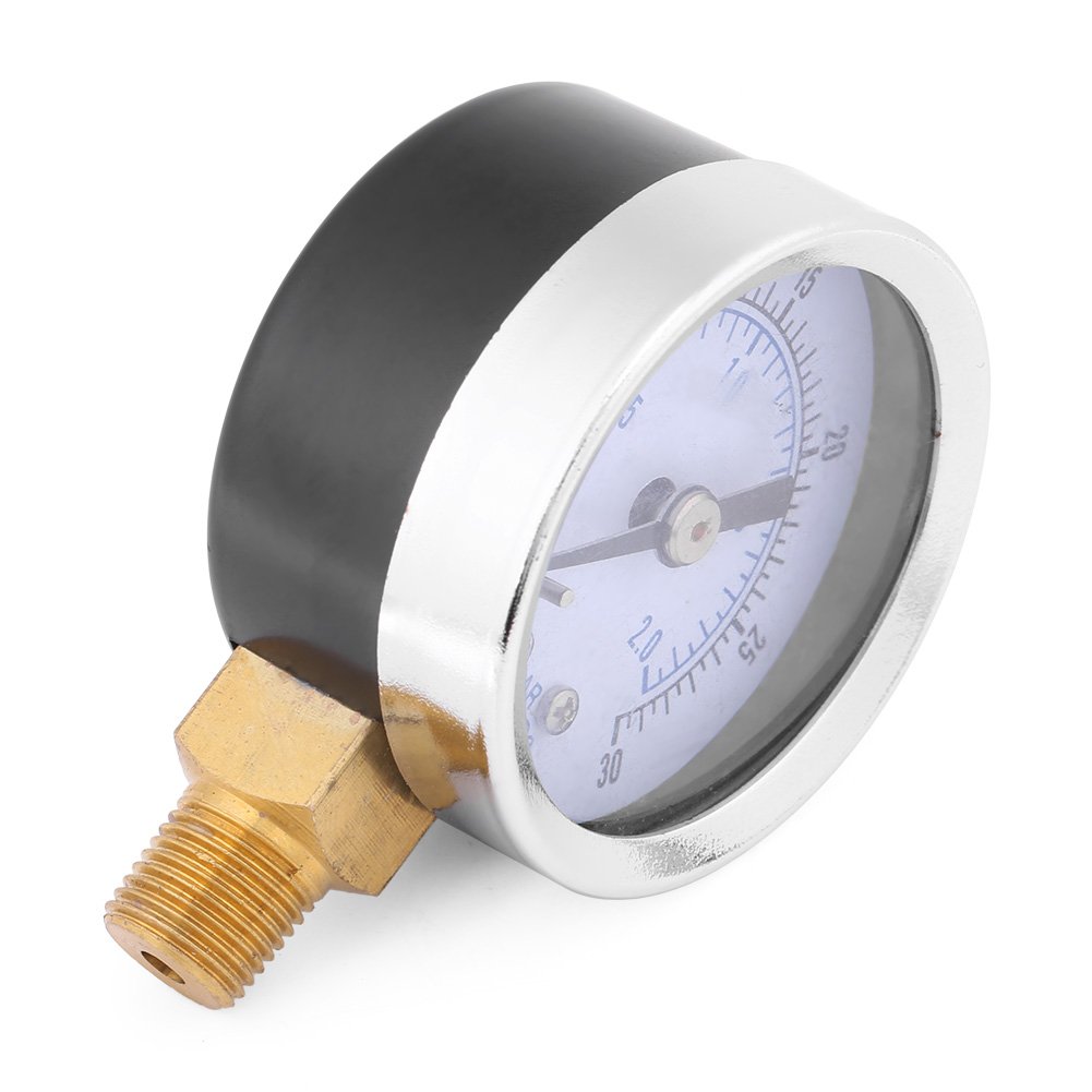 Manómetro, Akozon Medidor de presión 0-30psi 0-2bar Mini Dial 42 mm Compresor de aceite de agua Medidor hidráulico 1/8 "rosca BSPT