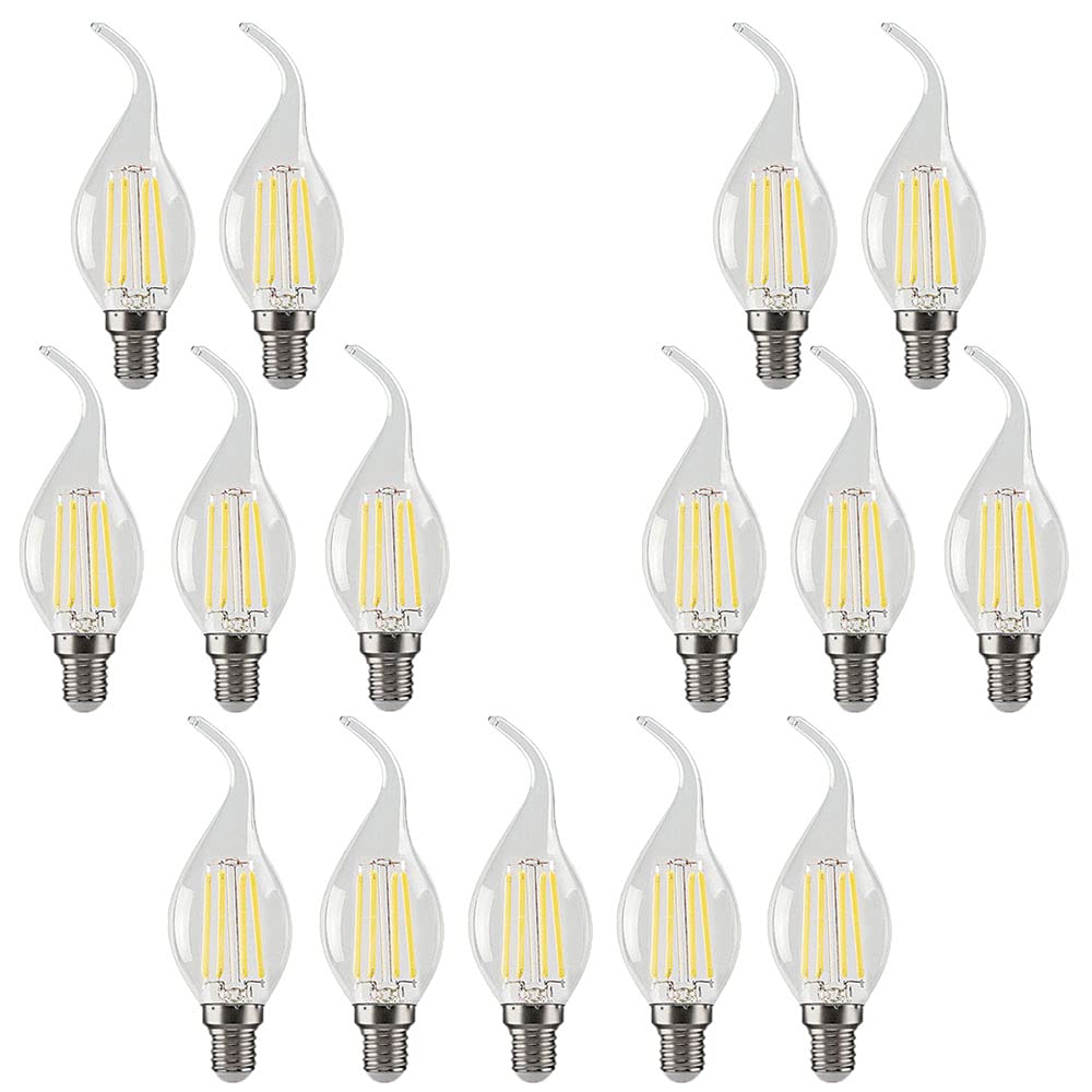 15 Confezioni Lampadine a Candela LED E14 4W(Equivalente a 40W) Lampadina a Filamento LED C35 Non Dimmerabile 400LM,Lampada a Candelabro a Risparmio Energetico Vintage Bianco Freddo 6500K