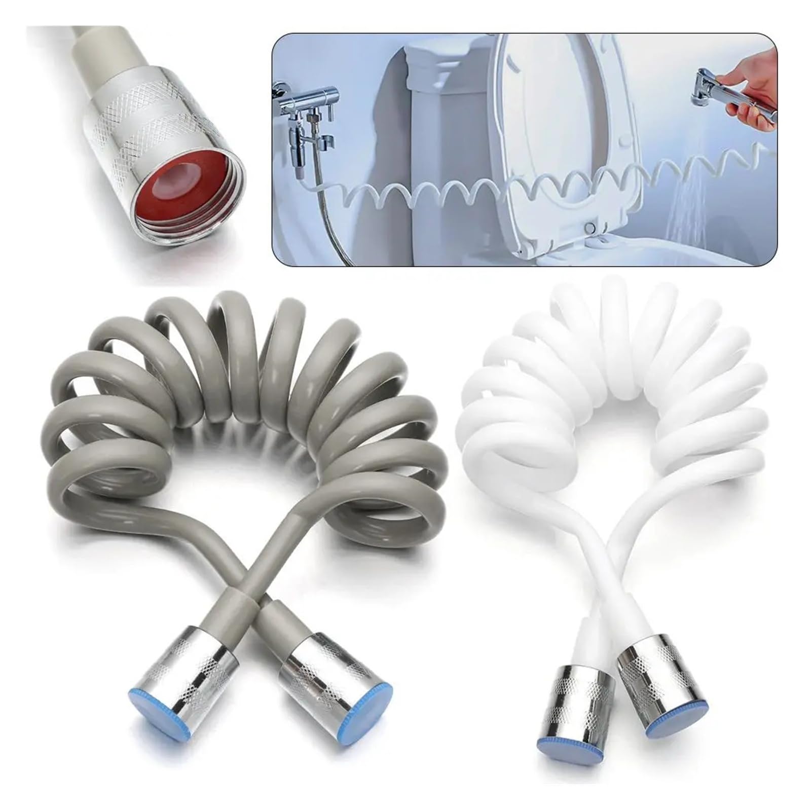 Manguera de ducha flexible de 15/2 m - Tubo universal retráctil antitorceduras G1/2 para inodoro bidé y rociador de baño - Manguera de agua negra