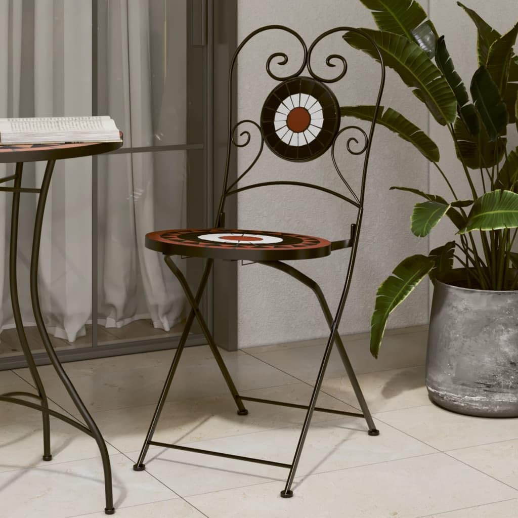 Chaises de bistro pliables lot de 2 gain de place en céramique pour petits balcons et terrasses