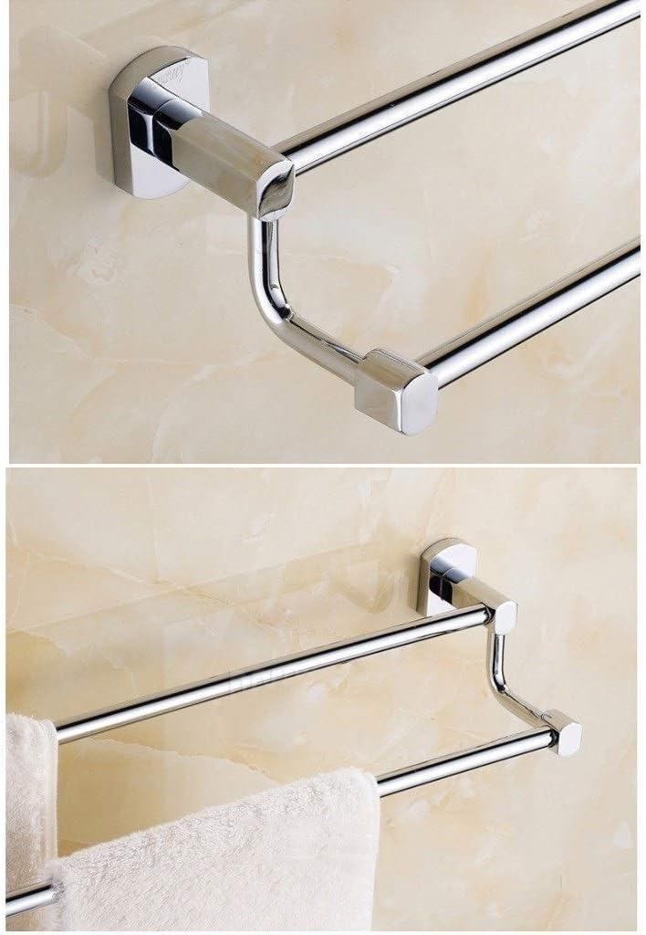 30-100cm double towel rack with hooks, wall mounted, waterproof, copper plated, chrome, bathroom rack for towels, bathrobe, dishcloths in bathroom/kitchen, aw D-26 (40 image 4