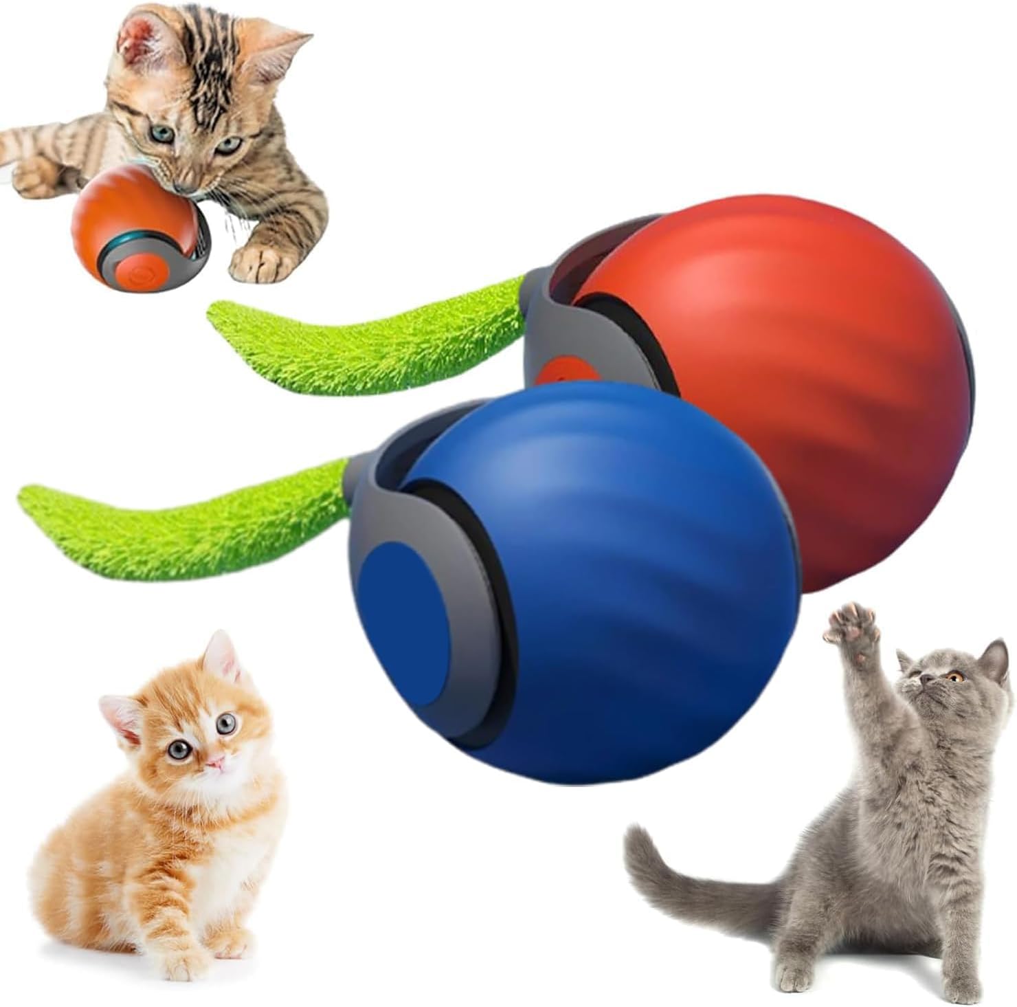 Speedy Tail 2.0,Speedy Tail Cat Toy,Interactive Cat Toy for Indoor Cats,Automatic Moving Cat Toy Ball,High-Speed Cat Ball Toy,Keep Your Cat Active (Orange+Blue)
