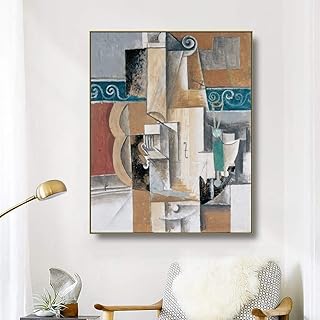 Oszagh Quadro Moderno Soggiorno, Dipinti Decorativi -Chitarra E Violino Pablo -Picasso World Famous 48X60Cm Senza Cornice, Replica Immagini Murale Stampa su Tela Decorazione