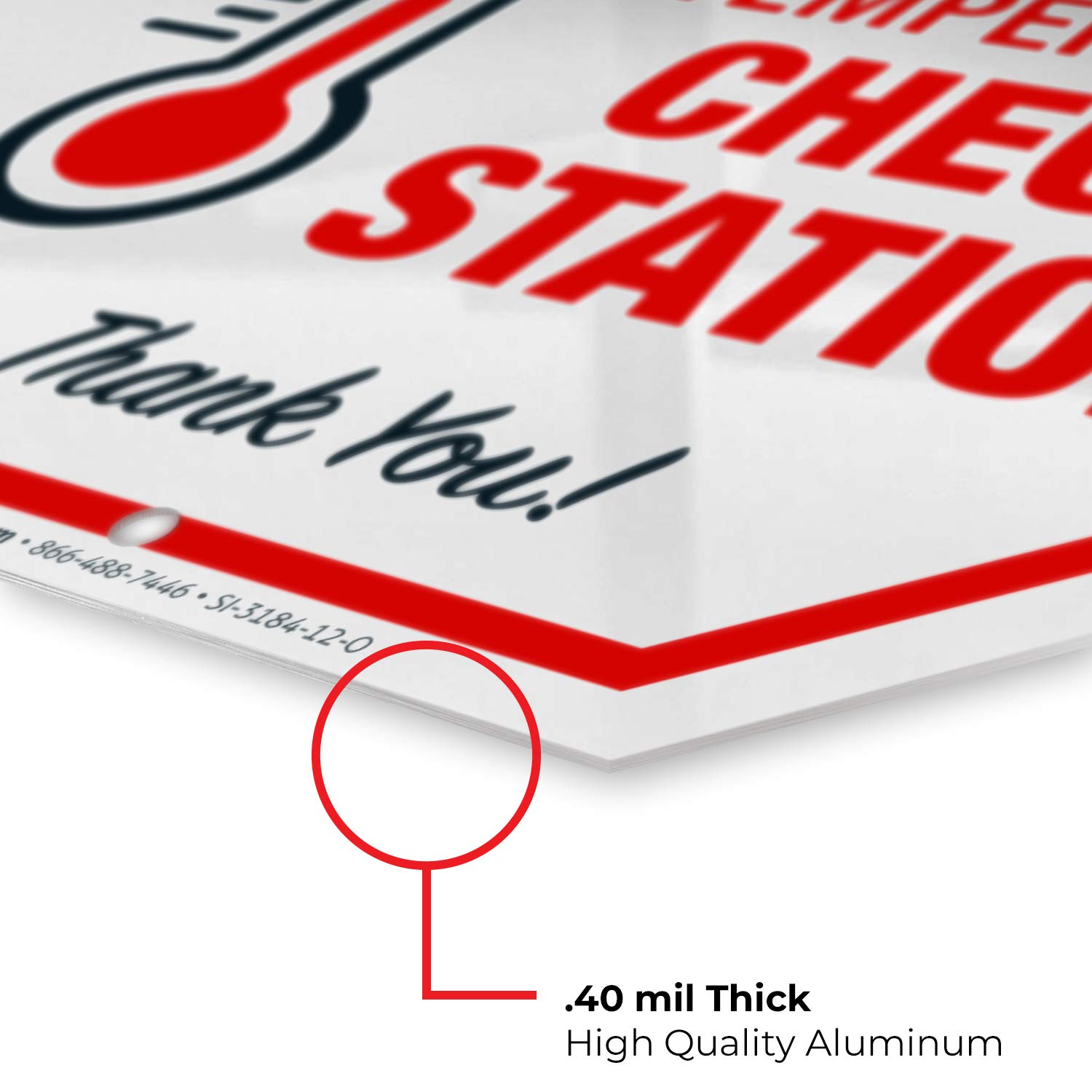 Getue Stop Temperature Check Station Sign, Social Distancing Sign, 12x12 Inches, Rust Free .040 Aluminum, Fade Resistant, Easy Mounting, Indoor/Outdoor Use, Made in USA by SIGO Signs