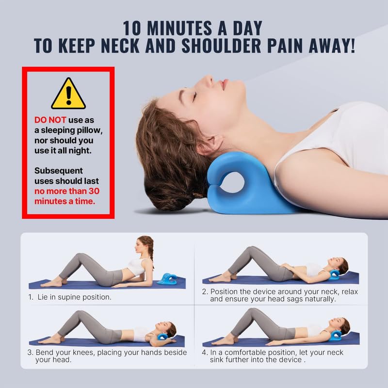 Foam Neck Stretcher for Neck Pain Relief, Neck & Shoulder Relaxer Cervical Traction Device Pillow for TMJ Pain Relief Muscle Relax Cervical Spine Alignment Acupressure Chiropractic Pillow