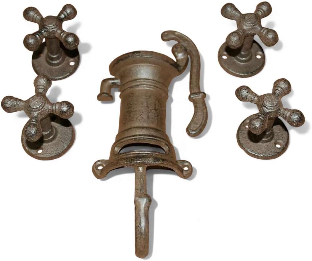 Home Decor Farmhouse Kitchen Mitt Towel Hooks, Cast Iron - Time Stoppers 5 Pc Boho Wall Hooks Rustic Metal Decorative Vintage Hangers For Indoor Outdoor Use Western Entryway