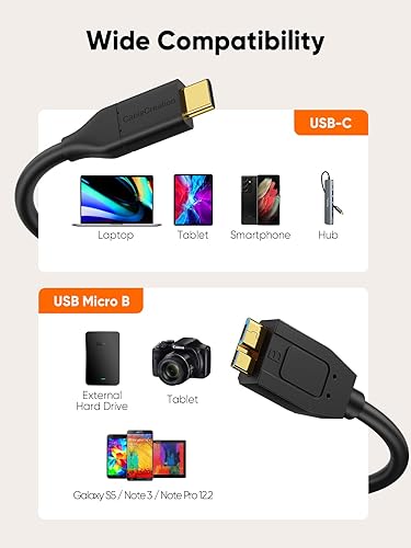 Miniatura 5 de Cable corto de disco duro micro B a USB C de 1 pie CableCreation USB 31 tipo C a micro B cable USB C a disco duro externo para MacBook Pro Air