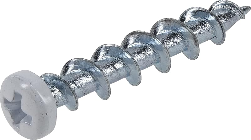 Anclajes para paneles de yeso Borefast, cabeza plana de 1-1/2 pulgadas, paquete de 75, blanco | Acabado de zinc, cabeza plana Phillips autoperforante en paneles de yeso, madera y montantes de metal, reutilizable para colgar accesorios.