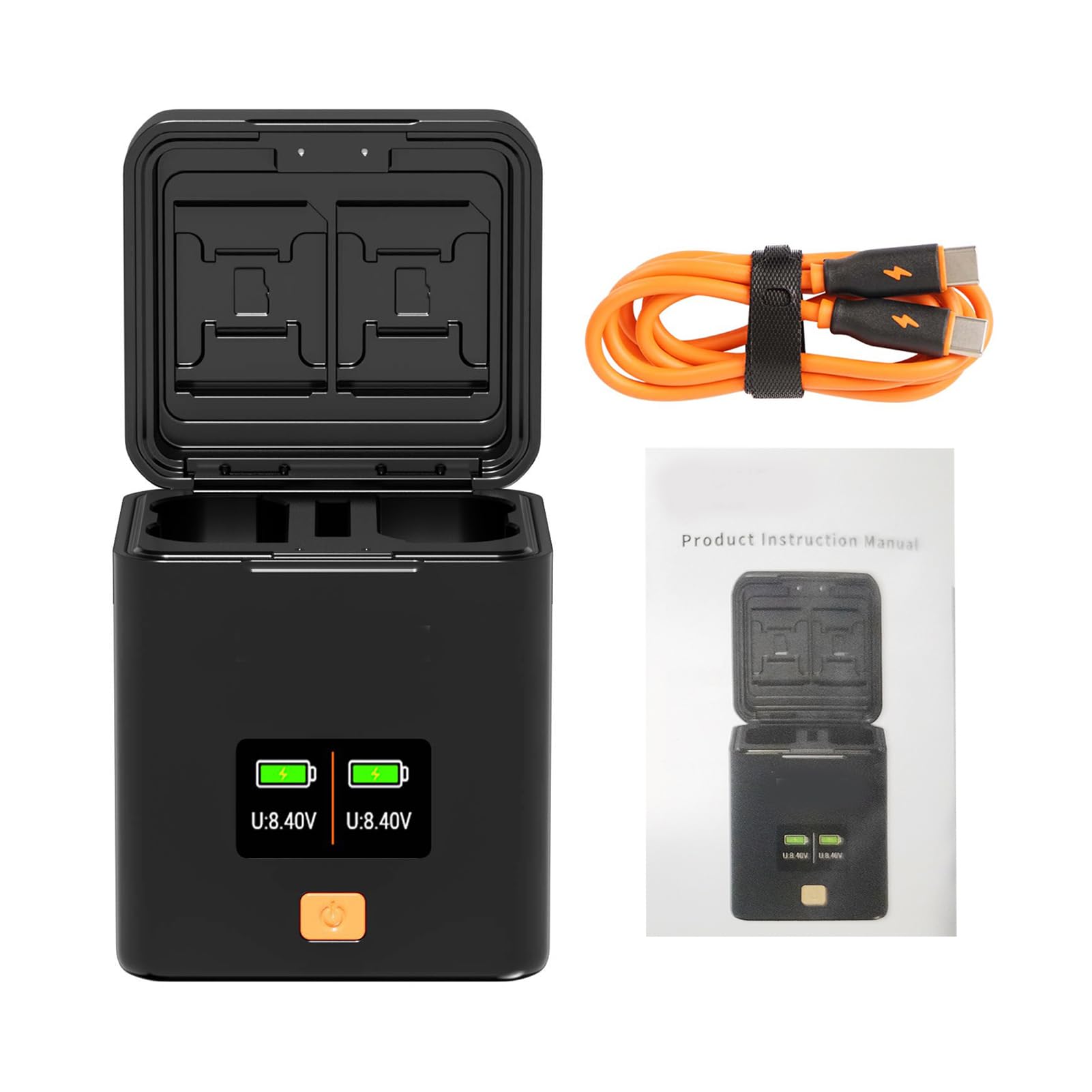 Estuche de carga de batería para cámara con dos ranuras y carga rápida PD para baterías EN-EL15B/EN-EL15C, incluyendo ranuras para tarjetas, adecuado para fotografía en interiores y