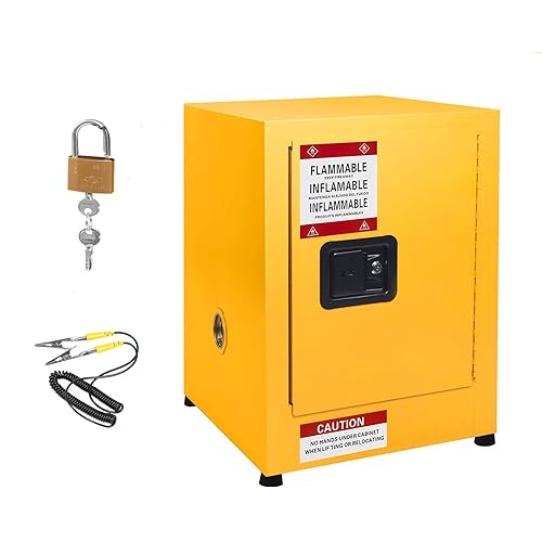 MERXENG Gabinete de seguridad de acero galvanizado de 17" x 17" x 18", gabinete de almacenamiento de líquidos inflamables, gabinete a prueba de