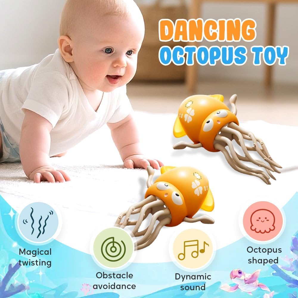 Jouet Poulpe Qui Danse Interactif Avec Musique Et Lumières LED - Jouet Rampant Pour Bébé Tummy Time
