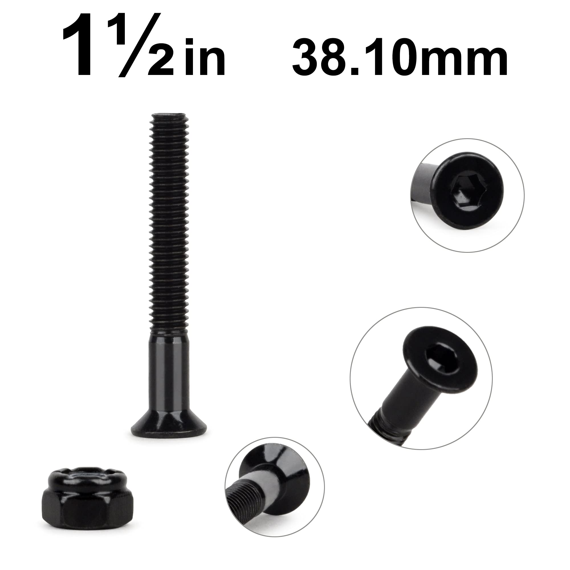 Amazon | BYBAIZ 1-1/2インチ 38.1mm ブラックスケートボードネジ