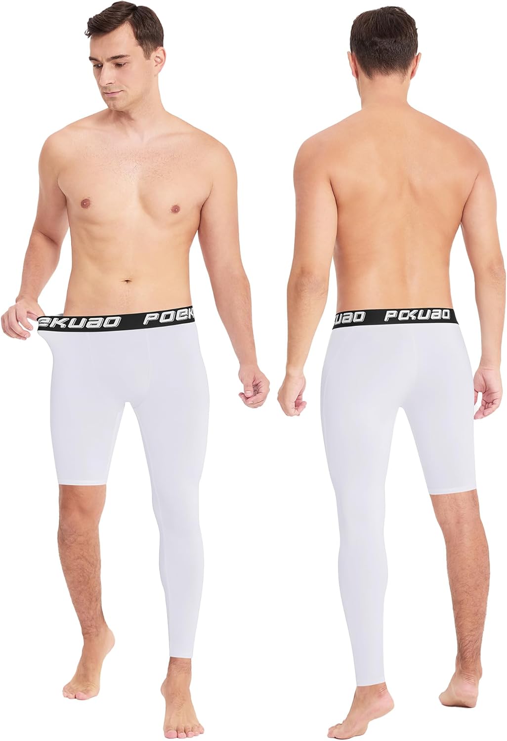 Men's Basketball One Leg Compression Pants Full Length Single Leg Tights Athletic Base Layer Leggings for Football Workout - Image 2