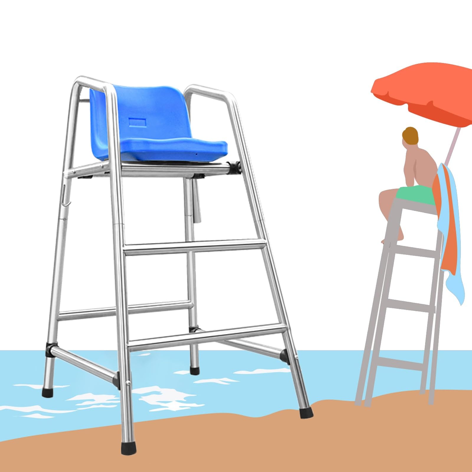 Chaise de sauveteur pour plages et parcs aquatiques avec siège d'observateur