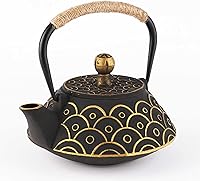 Vista 1 de Tetera japonesa de hierro fundido con infusor, hervidor de té de hierro fundido para estufa, tetera de té de pescado con infusor de acero
