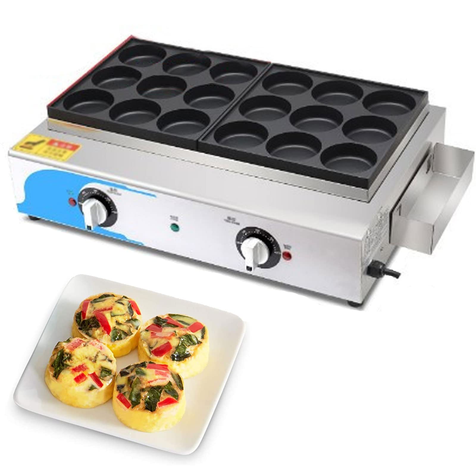 Spiegeleipfanne, Antihaftbeschichteter Omelette-Maker, Antihaft Spiegelei Pfanne, Pfannkuchenpfanne, Pancake Bratpfanne, für Omeletts, Nachspeisen und Pfannkuchen, Cool-Touch-Griffe,18 holes