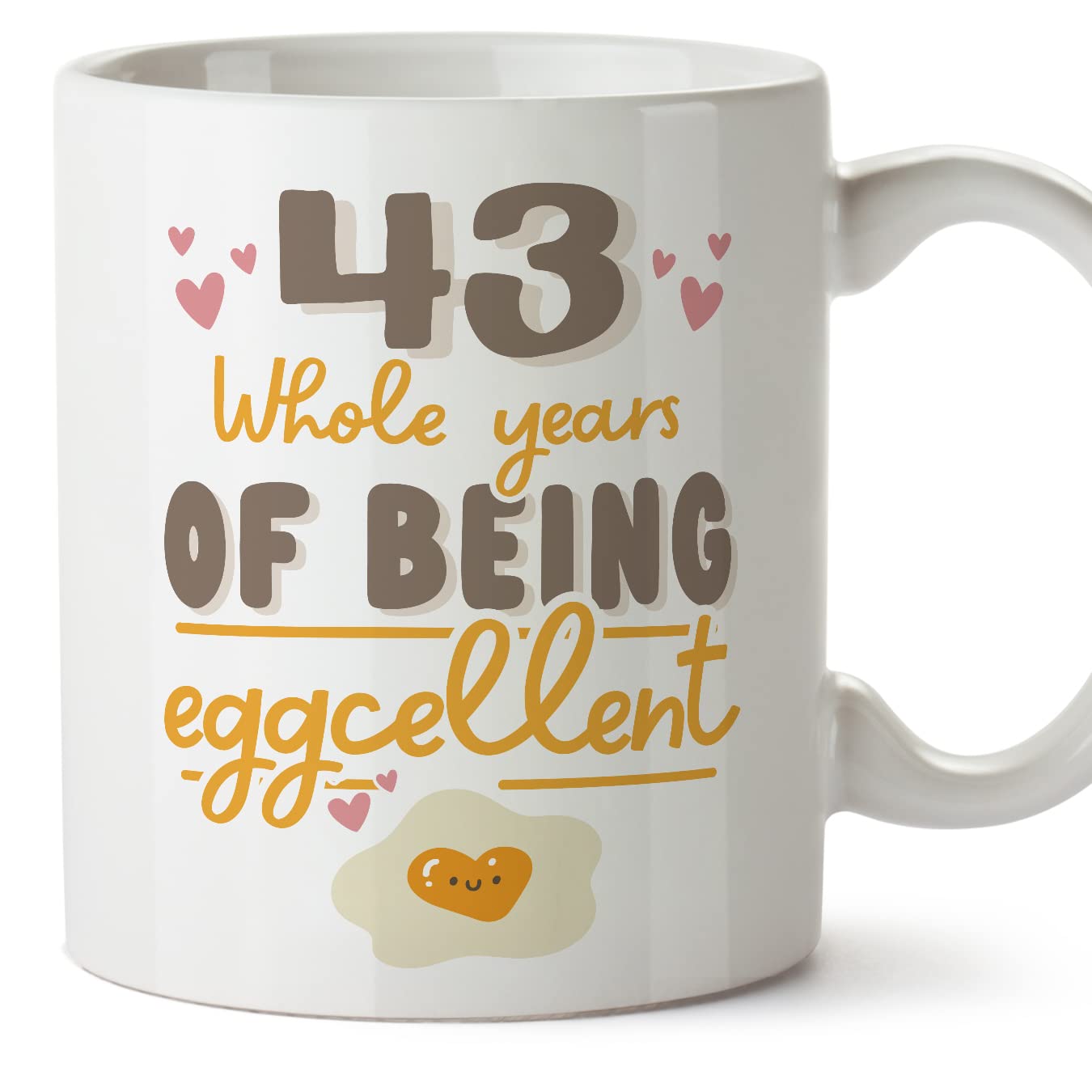 MUGFFINS 43 Birthday Mug - in English - Happy Birthday You are Eggcelent - Funny Anniversary Present - 11 oz