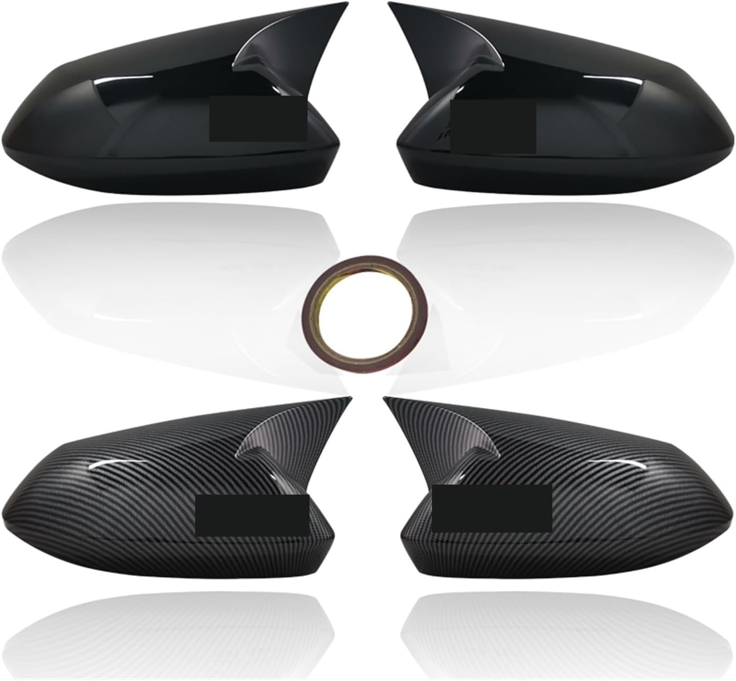 2pcs Rearview Bright Black Mirror Cover Caps Fit for Toyota Fit for Corolla 2019 2020 Rearview Mirror Cover (Color : Black-Right, Size : 1)