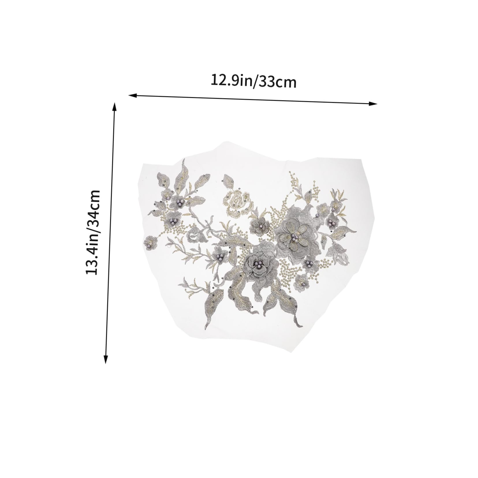 Naszywki na ubrania, 2 szt. Kwiatowe haftowane koronkowe aplikacje(Grey)