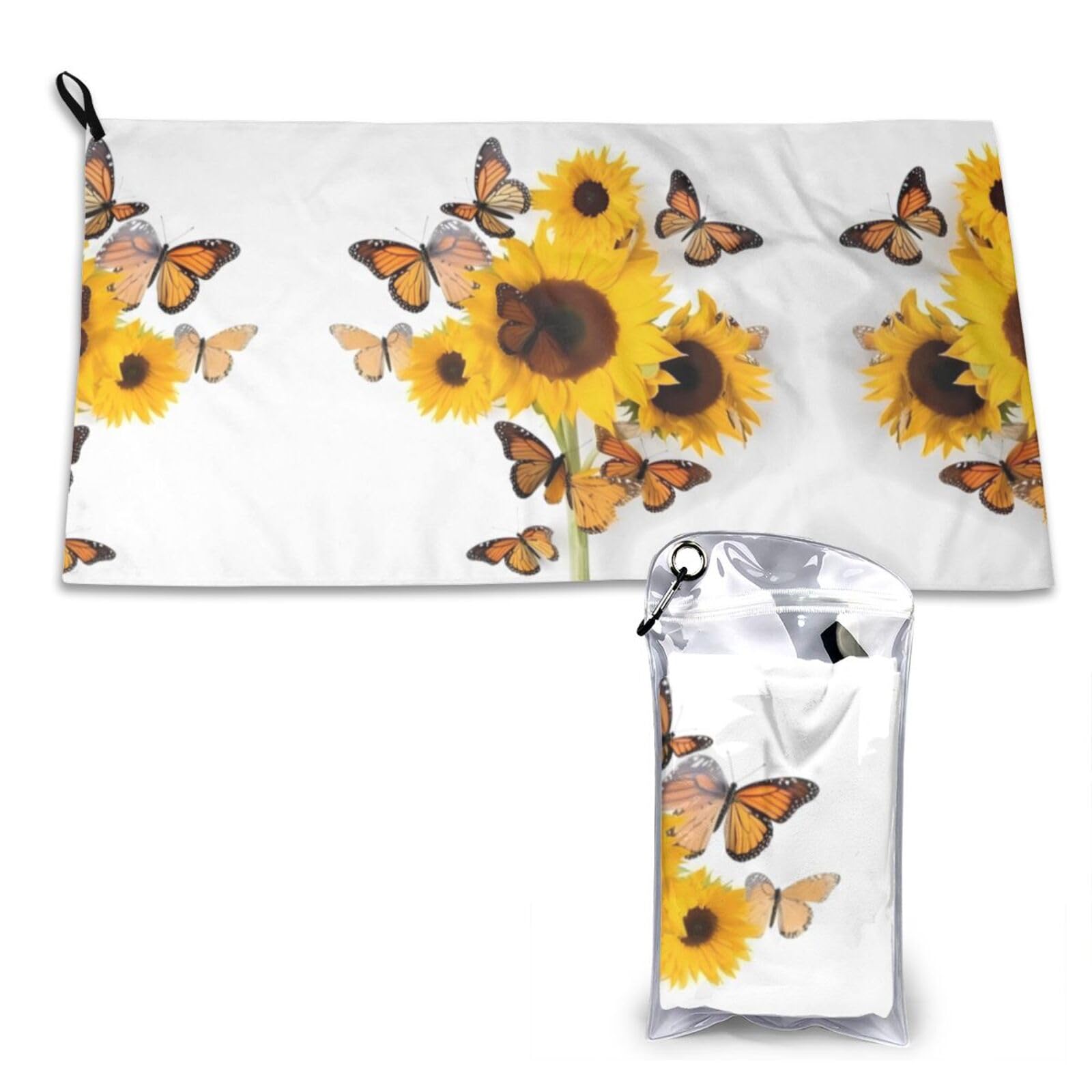 Butterflies And Sunflowers Print Cooling Towel, Gym Towel,Cooling Towels For Neck, Soft Breathable Travel Cool Towel,Sports Towels For Gym,Camping