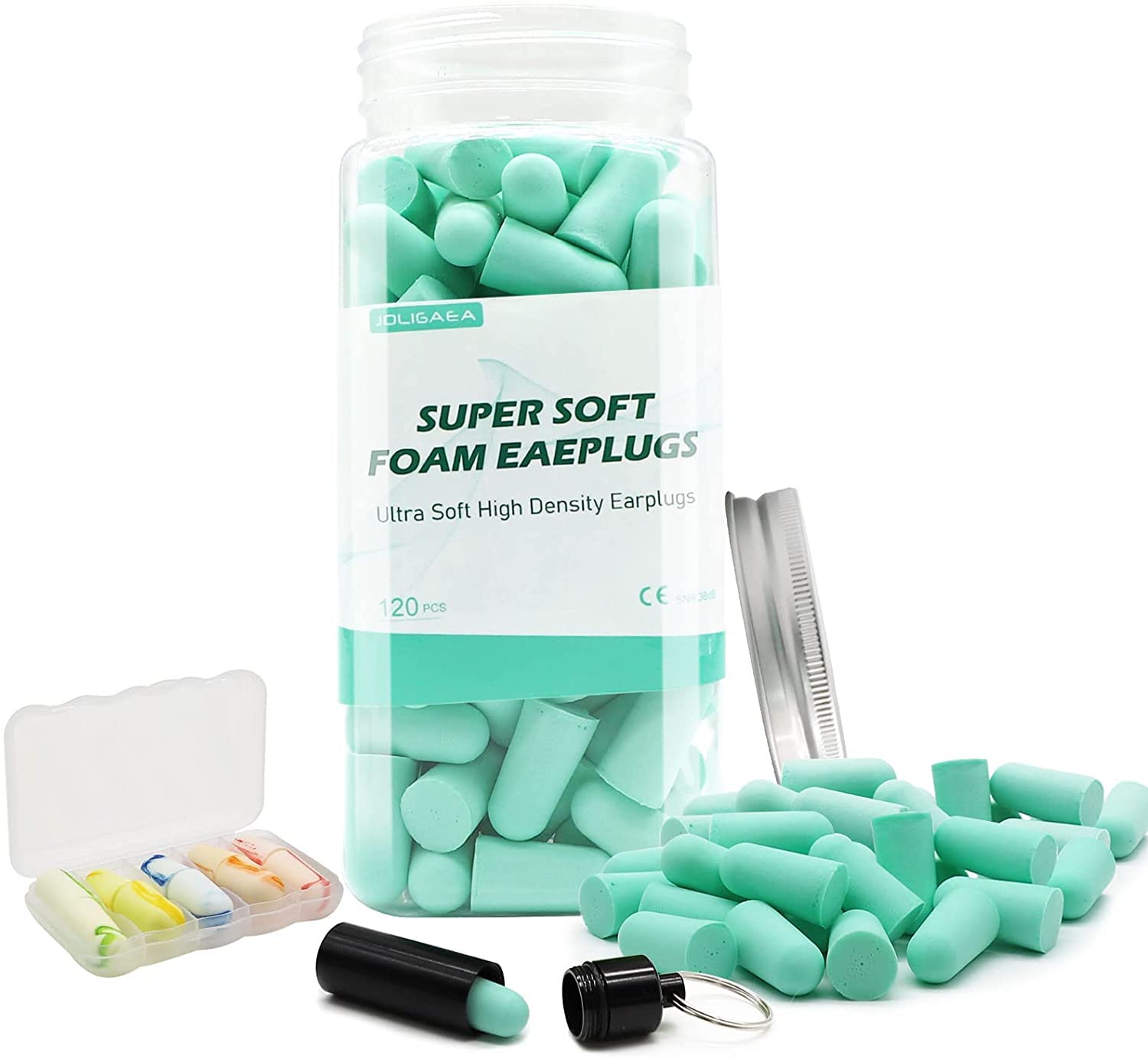 JOLIGAEA Soft Foam Earplugs, 38dB Highest SNR, 60 Pairs Reusable Earplugs Hearing Protector with Carry Case for Sleeping, Snoring, Studying, Travel, Loud Noise, Yard Work