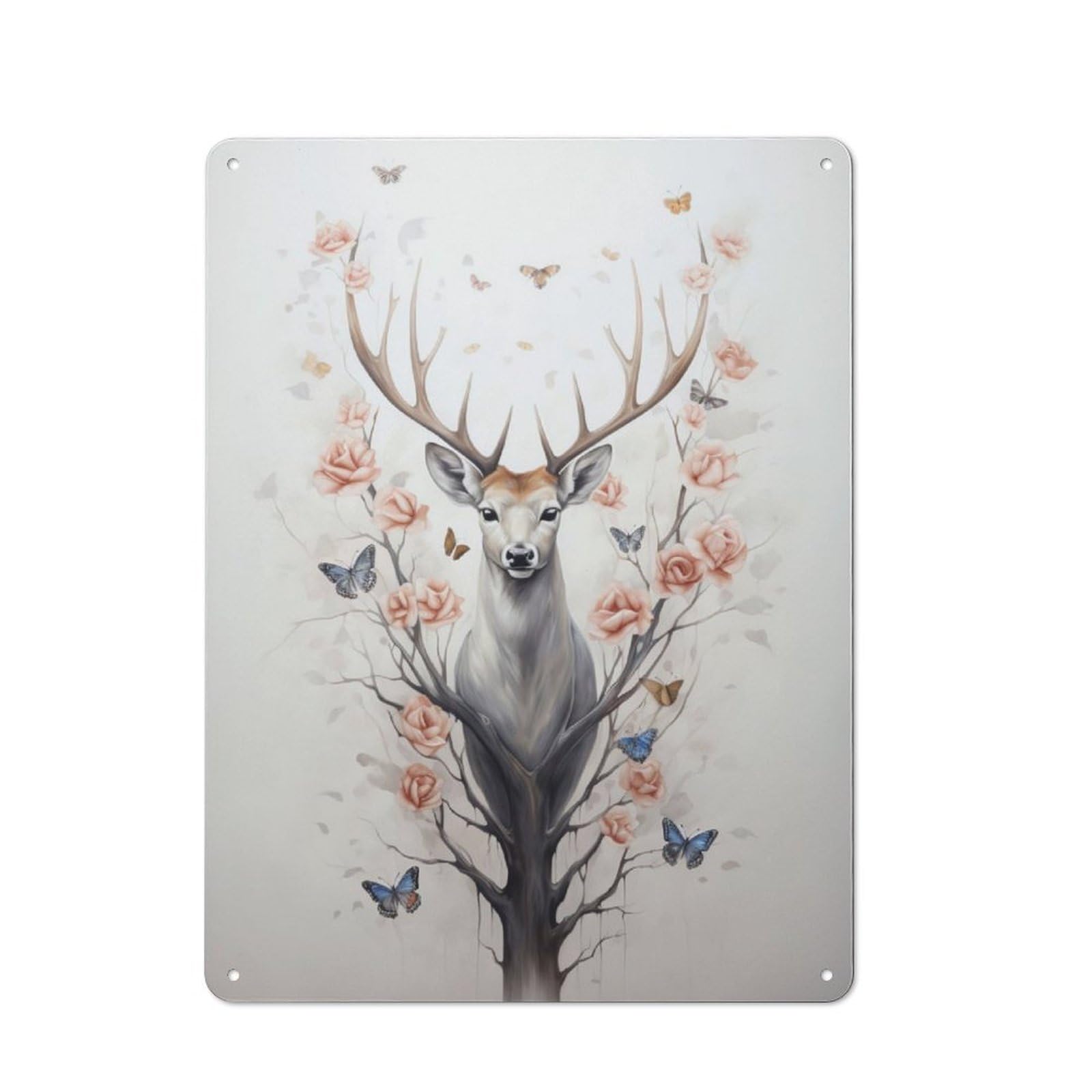 Junmoney Whitetail Deer For Lounge Or Reading Corner, Retro Metal Plaque 40X30cm, For Vintage Wall Decor Fans, For Metal Sign Collectors