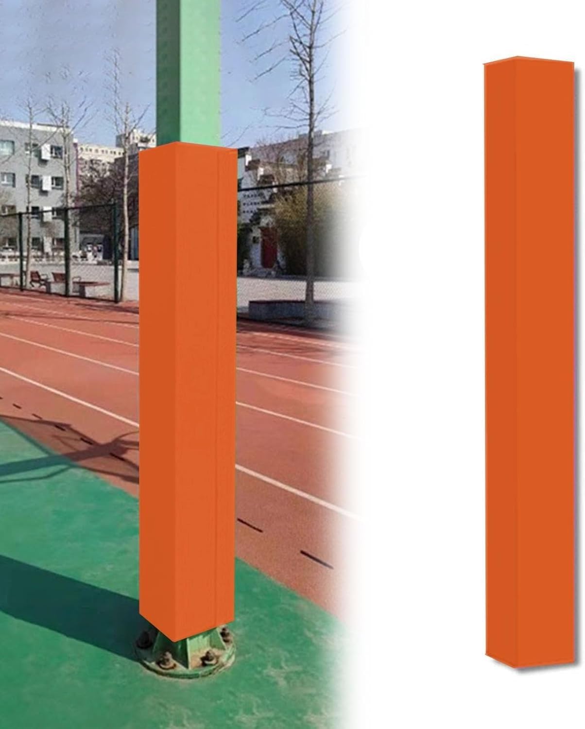 Wrap Around Basketball Pole Pad Football/Basketball Pole Safety Paddings, 150cm Tall Outside Support Pole Wrap Padding, Collision Barrier for Basement Garage Court(Black,76x76MM)