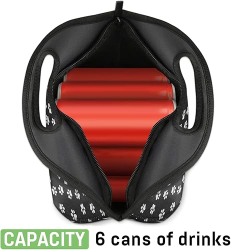 Miniatura 5 de Bolsa de almuerzo de neopreno con estampado de patas, reutilizable, aislada, suave, ligera, bolsa de almuerzo para mujeres y hombres, bolsa de