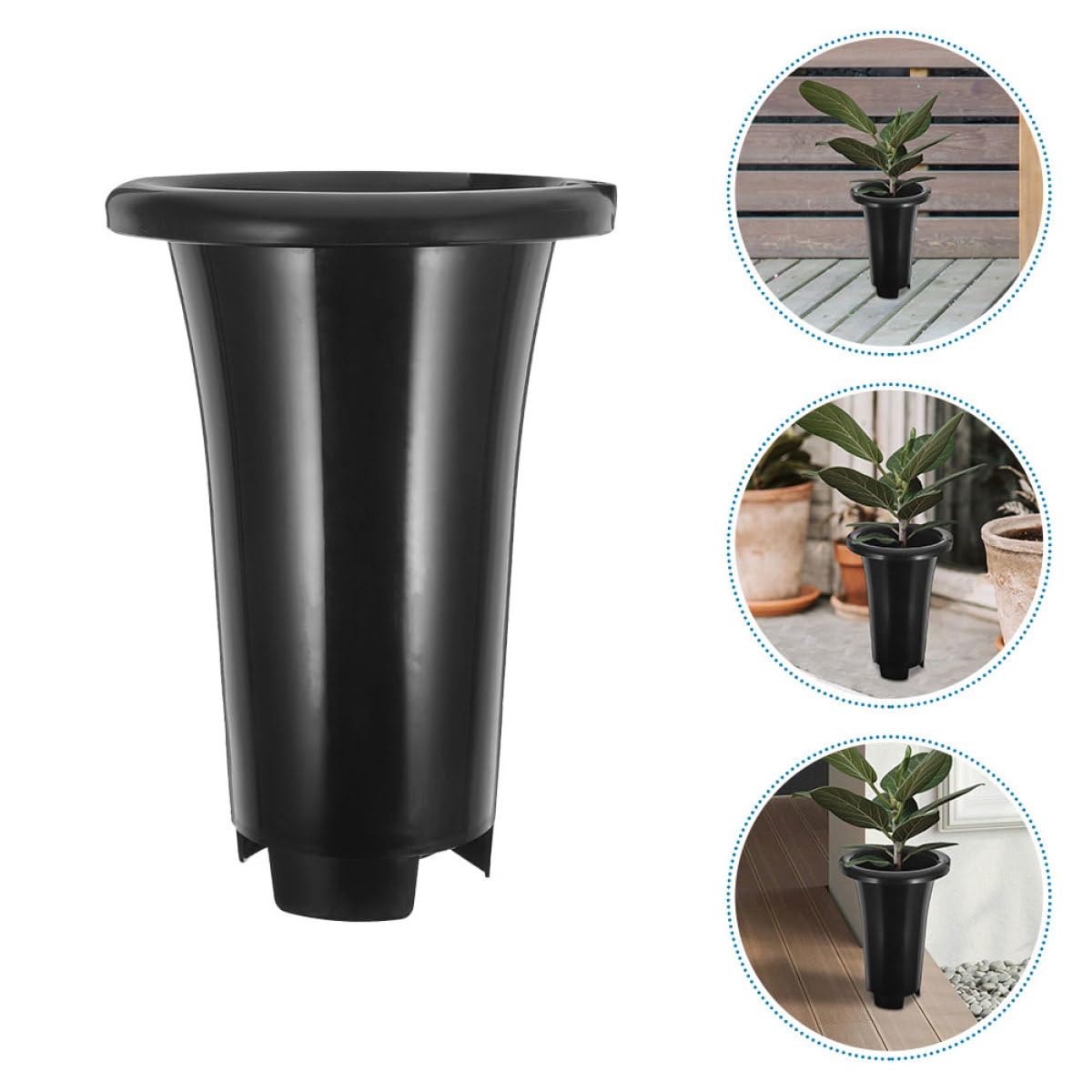 Sewroro Lot de 10 Pots de Pépinière à Orchidées Noirs Extra Grands Ronds en Plastique PP Épais et Respirant 159 MM Diamètre X 249 MM Hauteur pour Jardinage et Culture en Intérieur et