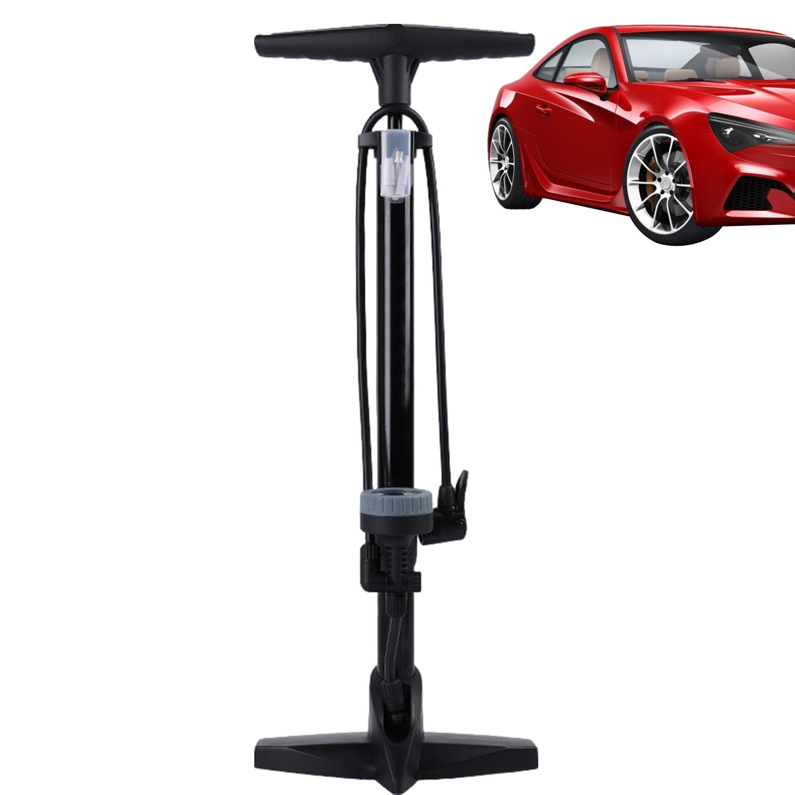 Pompa ad aria per pneumatici per biciclette, portatile, con manometro | accurato, pompa per pneumatici per mountain bike, leggera, a prova di perdite, per moto, auto di famiglia
