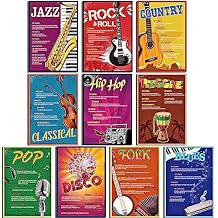 Cholemy 10 Pcs Music Genre Posters Education Theory Poster Elements Bulletin Board Set for Classroom Decoration Primary Middle High School Back to Homeschool Teacher Supplies 17 x 12 Inch