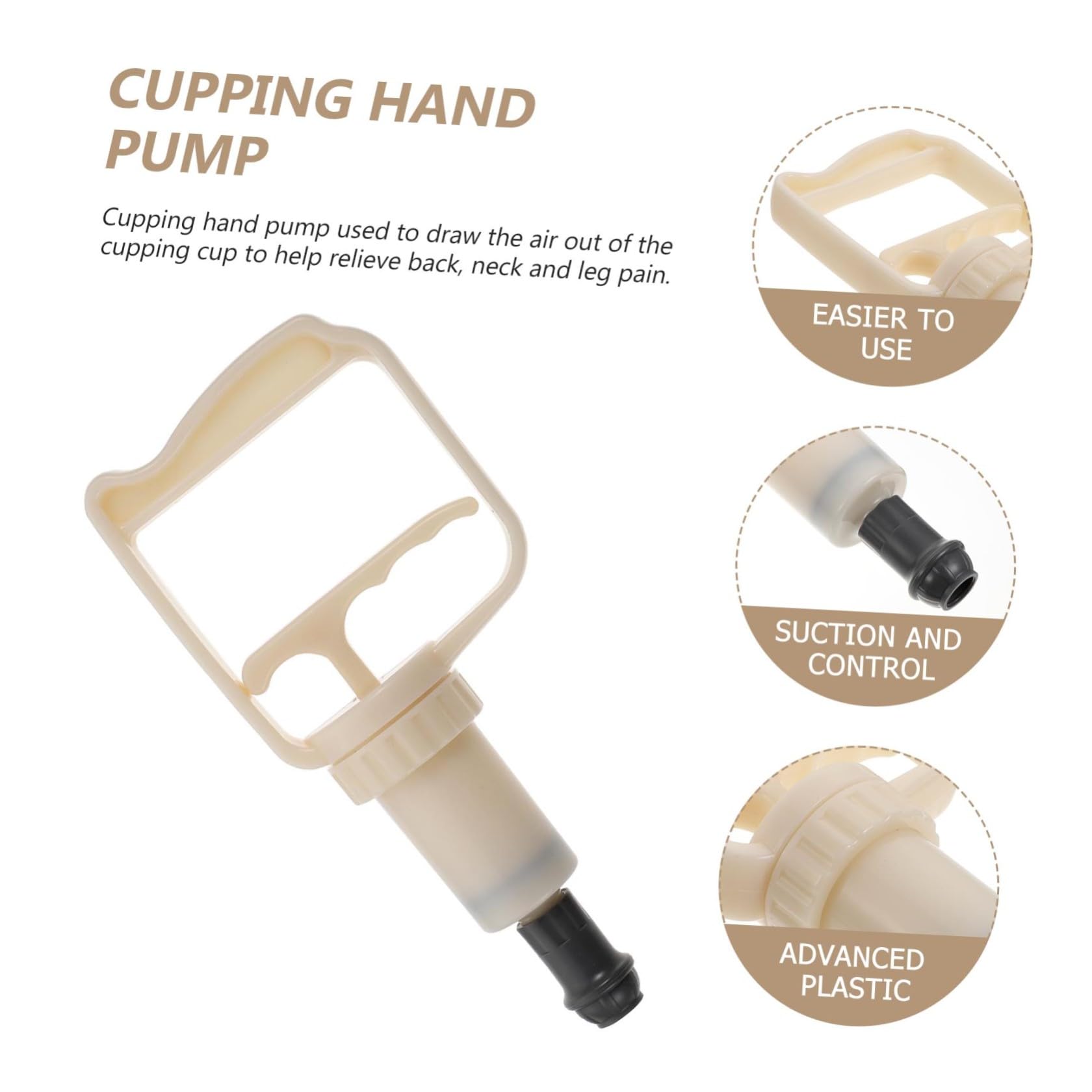 PartyKindom Pompe Manuelle à Vide pour Ventouses D'acupression en Abs Beige, Portable et Sûre, Accessoire pour Thérapie par Ventouses