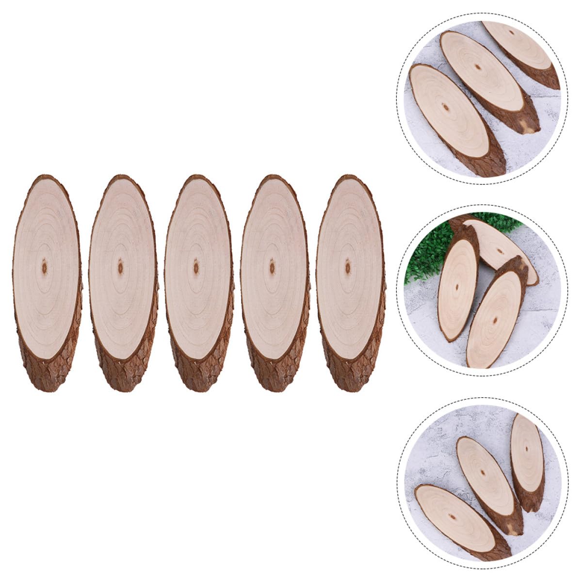 Zerodeko 5 Pezzi Fette di Legno Ovale Naturale per Decorazioni Fai da Te, Materiale Legno Beige Non Finito per Lavoretti Artigianali su Pareti e Finestre