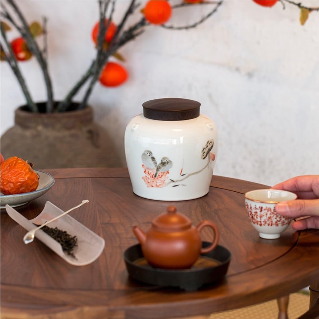 Lata de té Tarro de cerámica for Almacenamiento té Suelto, Tarro condimentos for Cocina, Juego Chino, Conjunto con Caja Regalo Doble Carrito de té(B)