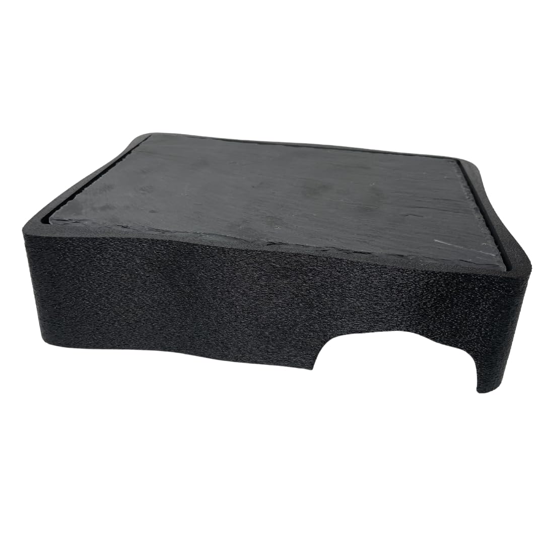 Reptile Slate Basking Hide | Accessory Platform for Bearded Dragon, Turtle, Gecko, Snake | Natural Basking Slate | Made in USA (Black, Large)