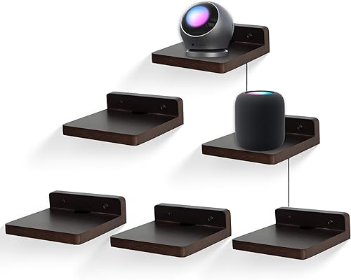 Miniatura 14 de Pequeño estante flotante para pared, juego de 2 estantes de pared de madera de 5 pulgadas, mini altavoces, monitor de bebé, cámaras, soporte de