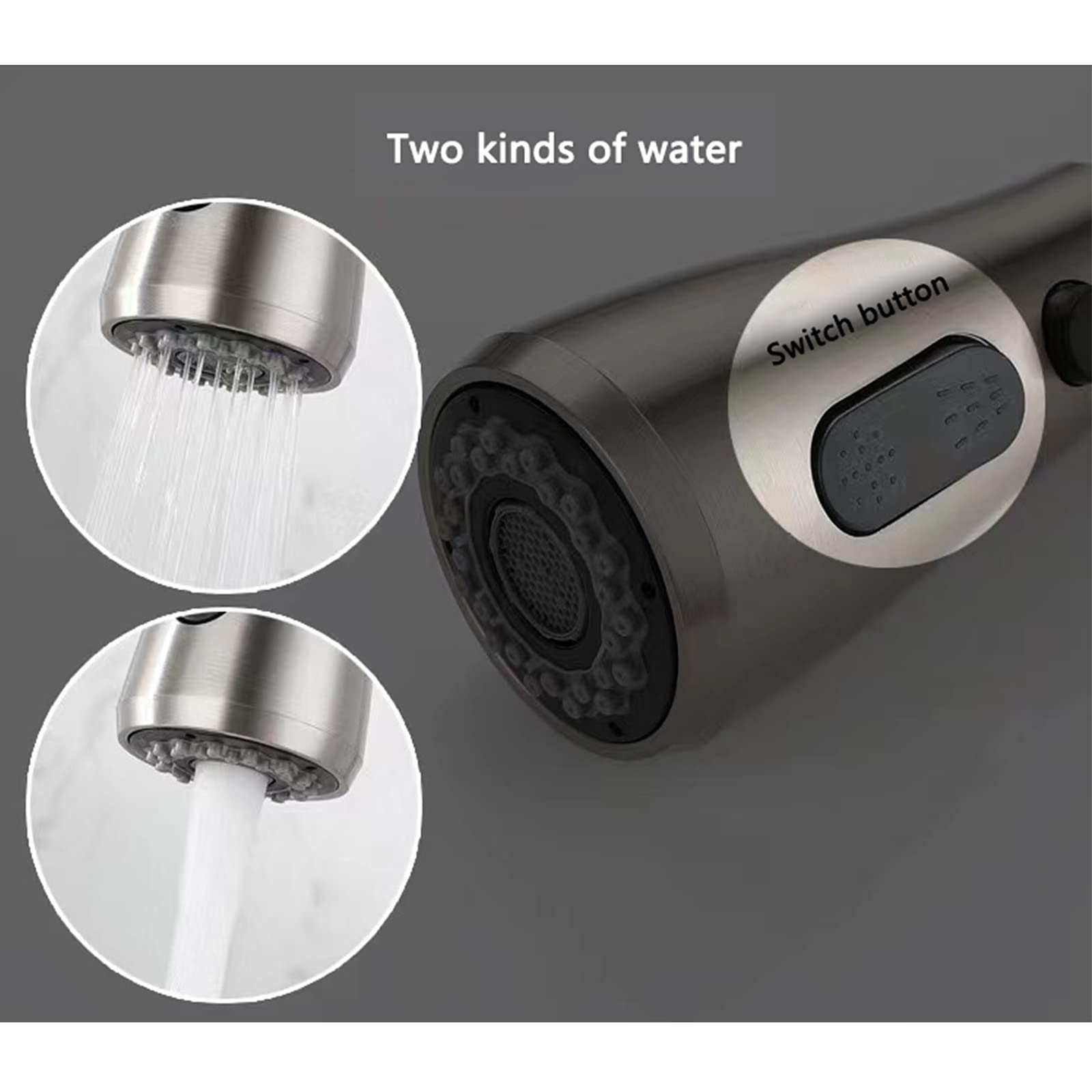 Grifo de Cocina con Sensor táctil Inteligente y rociador extraíble, Monomando de Acero Inoxidable 304, Control de Agua Caliente y fría, 2 Modos de Flujo, Color Plata cepillada (Negro A)