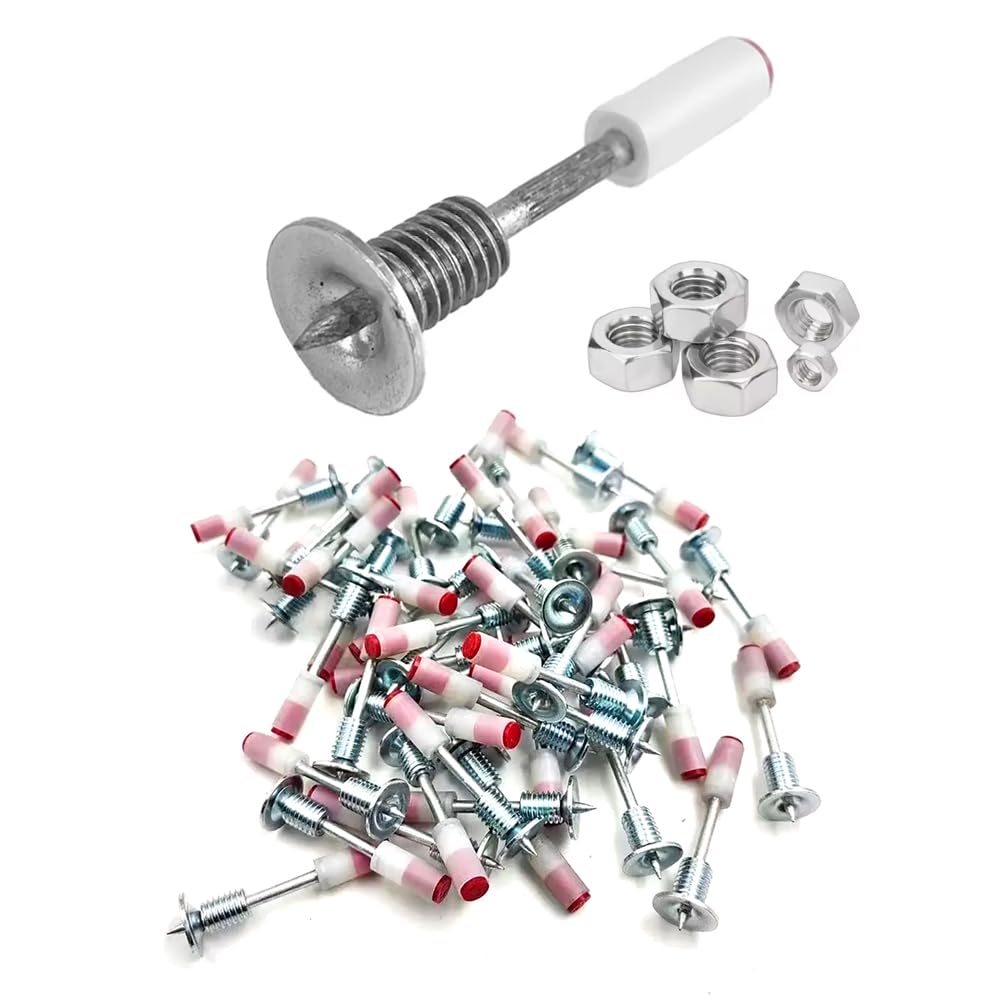 AASHRO MALL 50 PCS Mini thraded cannon neil M8 with thraded nail screw and nut suitable for cannon nail gun Ceiling Tiles Interior Ceiling Neils thraded neils
