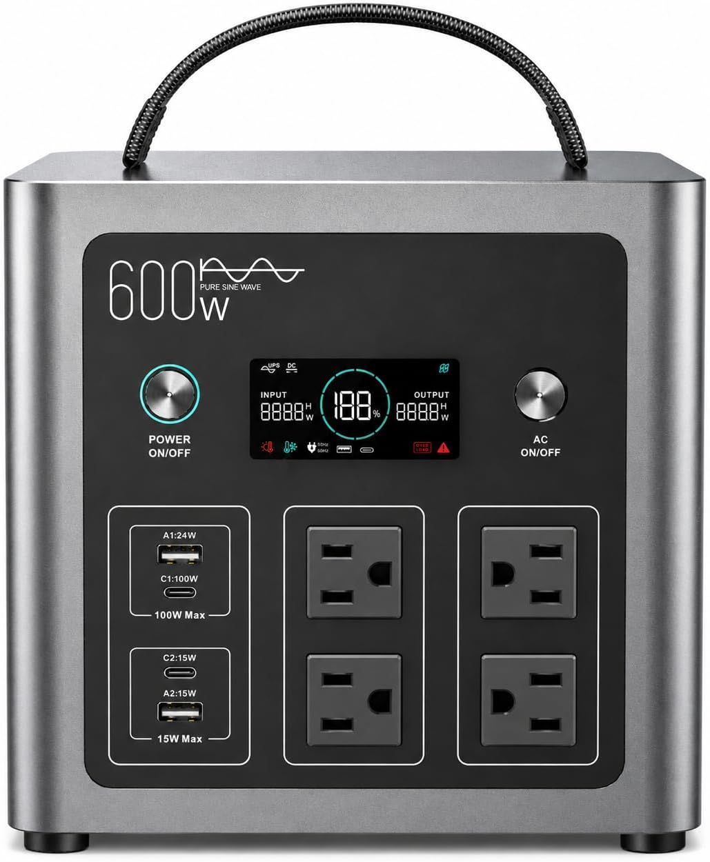LIBRIDS Portable Power Station 640Wh LiFePO4 Battery 600W Solar Generator