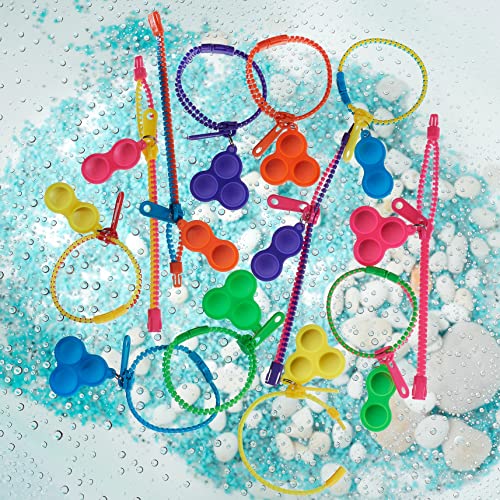 Upbrands 48 Upgraded Pop-It Zipper Bracelets For Kids, Adhd Fidget Toys, Simple Dimple Fidgets For Kids, Anxiety Relief Fidget Toys, Kit For Halloween Trinkets, Goody Bags & Easter Eggs Hunt Fillers #TOP5