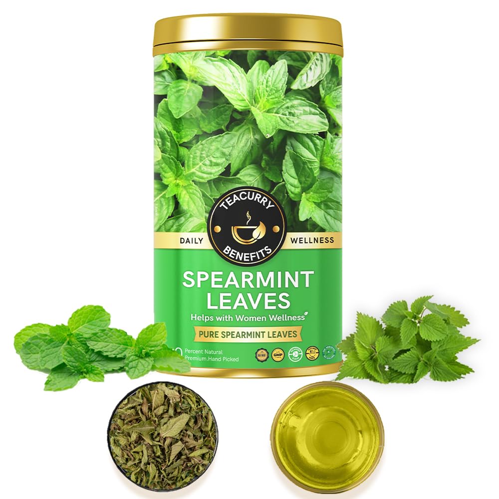 TEACURRY Spearmint Tea Tin Can - For PCOS, PCOD, Hormonal Balance, Acne & Unwanted Facial Hair - 50 gms-image-26