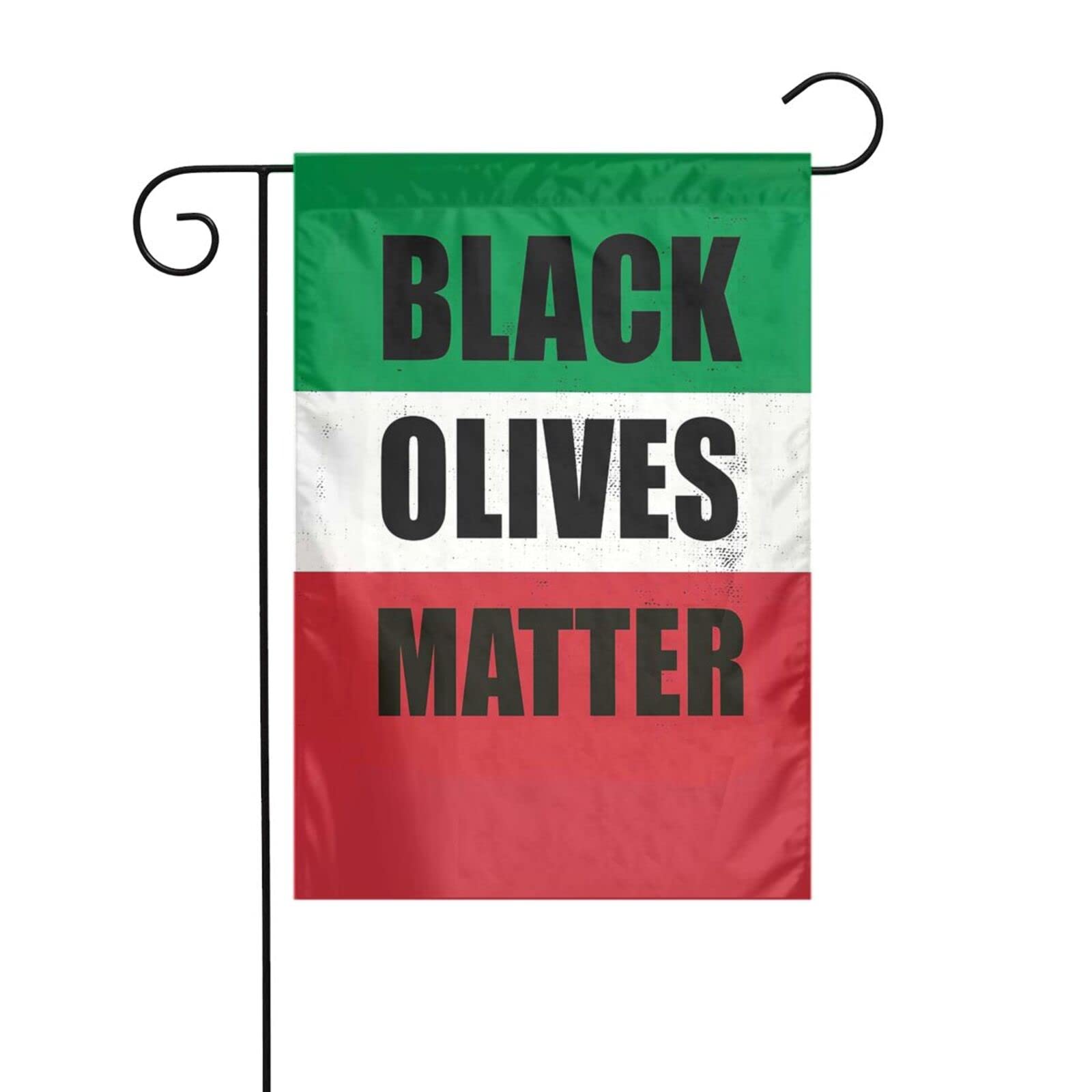 Funny Italian Black Olives Matter Taly Flag Garden Flag Double Sided Italian Flags Decoration Yard Flag Outdoor Party Decoration Banner 12x18 Inch